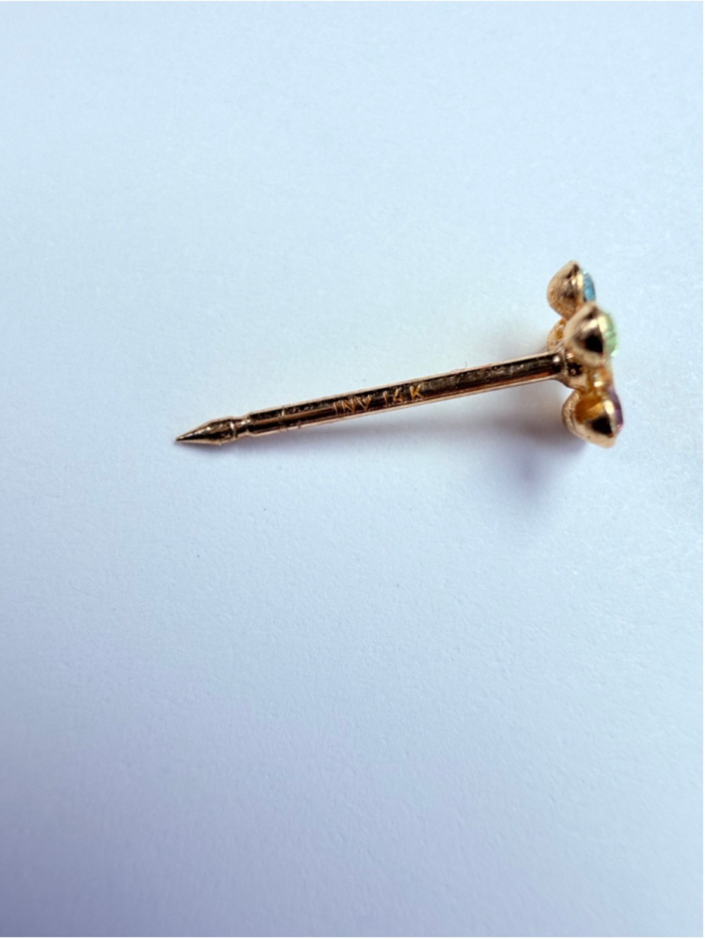 14K Solid Yellow Gold Inverness Multi Color Crystal Daisy Flower Stud Earrings - Picture 6 of 7